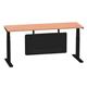 Air 1800 x 600mm Height Adjustable Desk Beech Top Cable Ports Black Leg With Black Steel Modesty Panel
