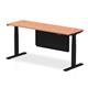 Air 1800 x 600mm Height Adjustable Desk Beech Top Cable Ports Black Leg With Black Steel Modesty Panel