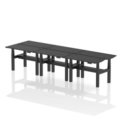 Air Back-to-Back 1200 x 600mm Height Adjustable 6 Person Bench Desk Black Top CP Black Frame