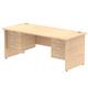 Impulse 1800 x 800mm Straight Desk Maple Top Panel End Leg 2 x 3 Drawer Fixed Pedestal