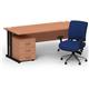 Impulse 1800 x 800 Black Cant Office Desk Beech + 3 Dr Mobile Ped & Chiro Med Back Blue W/Arms