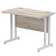 Impulse 1000 x 600mm Straight Desk Grey Oak Top Silver Cantilever Leg