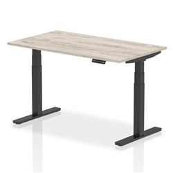 Air 1400 x 800mm Height Adjustable Desk Grey Oak Top Black Leg