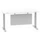 Air 1600 x 800mm Height Adjustable Desk White Top Cable Ports Silver Leg With Silver Steel Modesty Panel