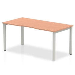 Single Silver Frame Bench Desk 1600 Beech