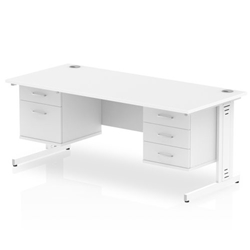 Impulse 1800 x 800mm Straight Desk White Top White Cable Managed Leg 1 x 2 Drawer 1 x 3 Drawer Fixed Pedestal