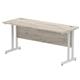 Impulse 1600 x 600mm Straight Desk Grey Oak Top Silver Cantilever Leg