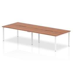 B2B White Frame Bench Desk 1200 Walnut (4 Pod)