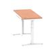 Air 1400 x 600mm Height Adjustable Desk Beech Top Cable Ports White Leg With White Steel Modesty Panel