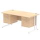 Impulse 1600 x 800mm Straight Desk Maple Top White Cantilever Leg 2 x 2 Drawer Fixed Pedestal