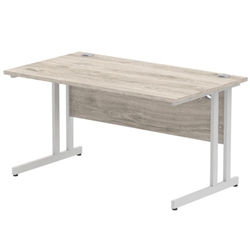 Impulse 1400 x 800mm Straight Desk Grey Oak Top Silver Cantilever Leg