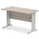Impulse 1200 x 600mm Straight Desk Grey Oak Top Silver Cable Managed Leg
