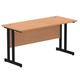 Impulse 1400 x 600mm Straight Desk Oak Top Black Cantilever Leg