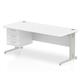 Impulse 1800 x 800mm Straight Desk White Top Silver Cable Managed Leg 1 x 3 Drawer Fixed Pedestal