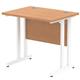 Impulse 800 x 600mm Straight Desk Oak Top White Cantilever Leg