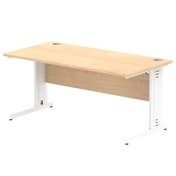 Impulse 1600/800 Rectangle White Cable Managed Leg Desk Maple