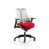 Flex Task Operator Chair Black Frame White Back Cherry Colour Seat With Arms Ref KCUP0761