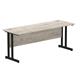 Impulse 1800 x 600mm Straight Desk Grey Oak Top Black Cantilever Leg