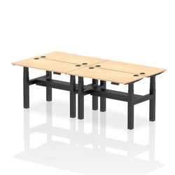 Air Back-to-Back 1200 x 600mm Height Adjustable 4 Person Bench Desk Maple Top CP Black Frame
