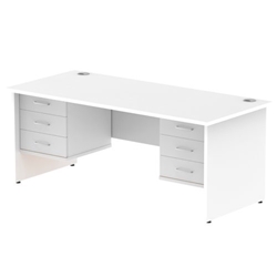 Impulse 1800 x 800mm Straight Desk White Top Panel End Leg 2 x 3 Drawer Fixed Pedestal