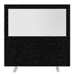 Impulse Plus Clear Half Vision 1500/1600 Floor Free Standing Screen Black Fabric Light Grey Edges