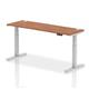Air 1800 x 600mm Height Adjustable Desk Walnut Top Cable Ports Silver Leg
