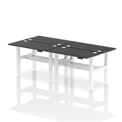 Air Back-to-Back 1200 x 600mm Height Adjustable 4 Person Bench Desk Black Top CP White Frame
