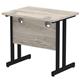 Impulse 800 x 600mm Straight Desk Grey Oak Top Black Cantilever Leg