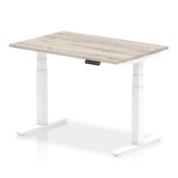 Air 1200 x 800mm Height Adjustable Desk Grey Oak Top White Leg