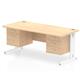 Impulse 1600 x 800mm Straight Desk Maple Top White Cable Managed Leg 1 x 2 Drawer 1 x 3 Drawer Fixed Pedestal
