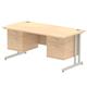 Impulse 1600 x 800mm Straight Desk Maple Top Silver Cantilever Leg 2 x 2 Drawer Fixed Pedestal