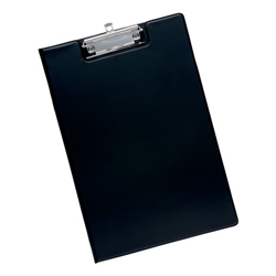 5 Star Office Fold-over Clipboard with Front Pocket Foolscap Black