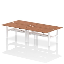 Air Back-to-Back 1600 x 800mm Height Adjustable 4 Person Bench Desk Walnut Top CP White Frame