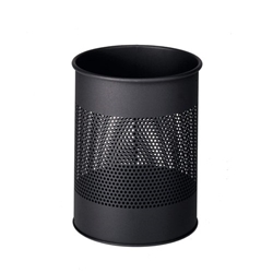 Durable Round Metal Perforated Waste Bin - Scratch Resistant Steel - 15L Charcoal