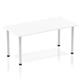 Impulse Straight Table 1400 White Post Leg Silver
