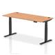 Air 1800 x 800mm Height Adjustable Desk Oak Top Cable Ports Black Leg