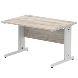 Impulse 1200 x 800mm Straight Desk Grey Oak Top Silver Cable Managed Leg