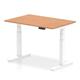 Air 1200 x 800mm Height Adjustable Desk Oak Top White Leg