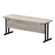 Impulse 1800 x 600mm Straight Desk Grey Oak Top Black Cantilever Leg