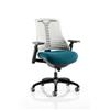 Flex Task Operator Chair Black Frame White Back Kingfisher Colour Seat With Arms Ref KCUP0767