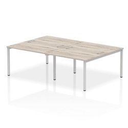 Impulse Bench B2B 4 Person 1200 Silver Frame Office Bench Desk Grey Oak