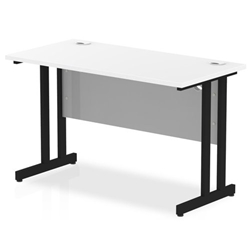 Impulse 1200 x 600mm Straight Desk White Top Black Cantilever Leg