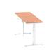 Air 1800 x 600mm Height Adjustable Desk Beech Top Cable Ports White Leg With White Steel Modesty Panel