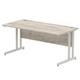 Impulse 1600 x 800mm Straight Desk Grey Oak Top Silver Cantilever Leg