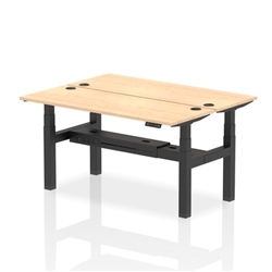 Air Back-to-Back 1600 x 600mm Height Adjustable 2 Person Bench Desk Maple Top CP Black Frame