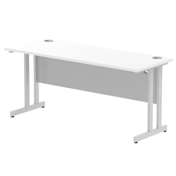 Impulse 1600/600 Rectangle Silver Cantilever Leg Desk White