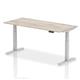 Air 1800 x 800mm Height Adjustable Desk Grey Oak Top Cable Ports Silver Leg