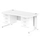 Impulse 1600 x 800mm Straight Desk White Top White Cable Managed Leg 2 x 3 Drawer Fixed Pedestal
