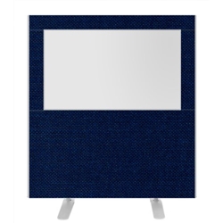 Impulse Plus Clear Half Vision 1200/1200 Floor Free Standing Screen Royal Blue Fabric Light Grey Edges