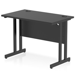 Impulse 1000 x 600mm Straight Office Desk Black Top Black Cantilever Leg